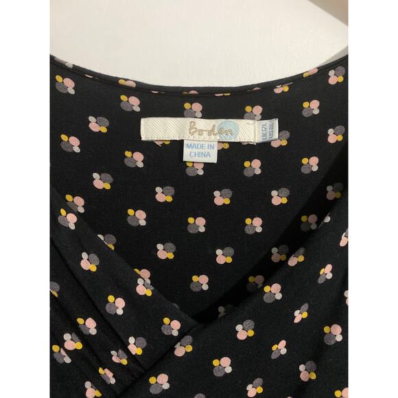 Boden sheath dress women’s size 8L black abstract tencell jersey stretch lined - Picture 4 of 6